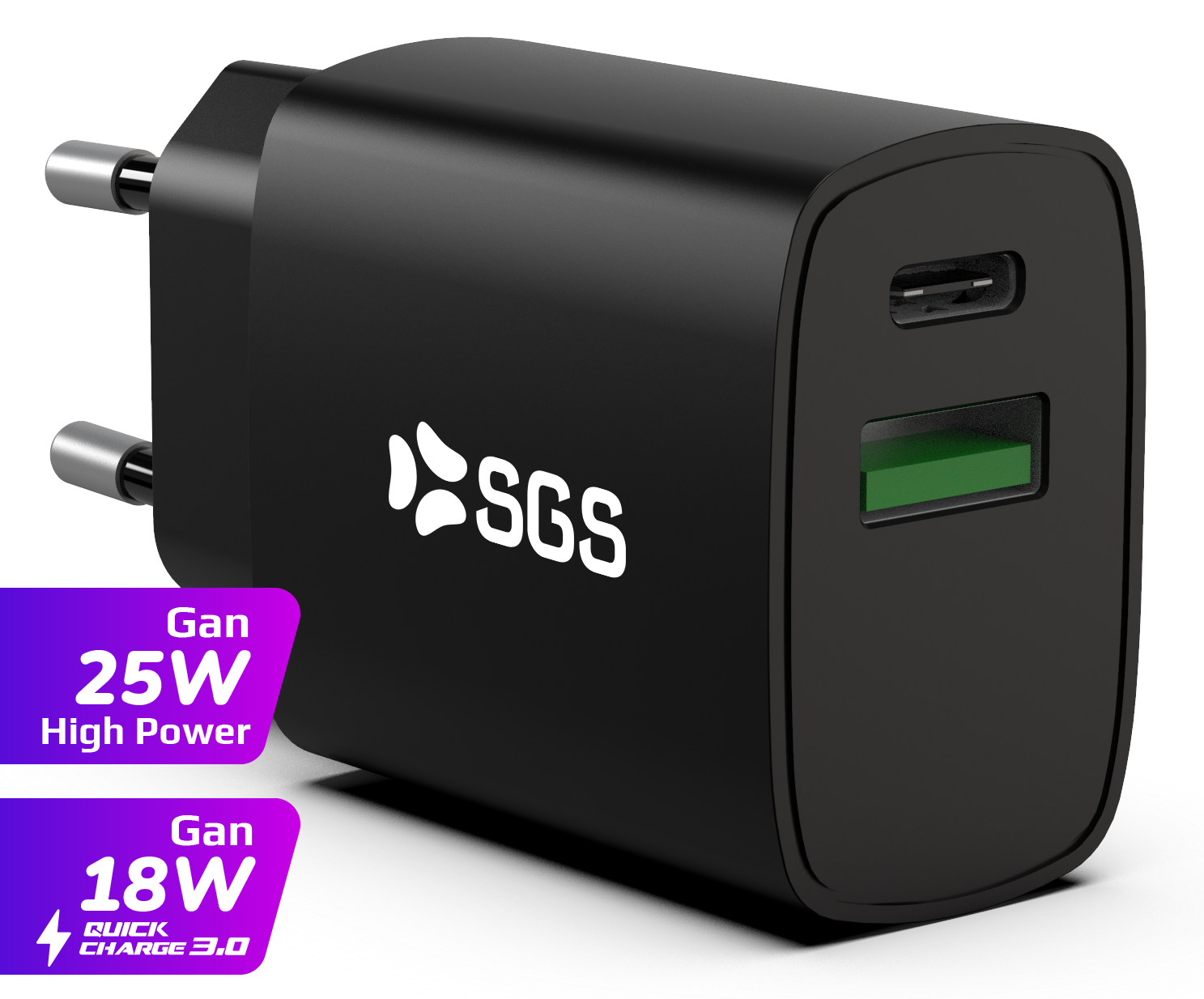 Caricatore da casa - USB-C PD GAN 25w Black